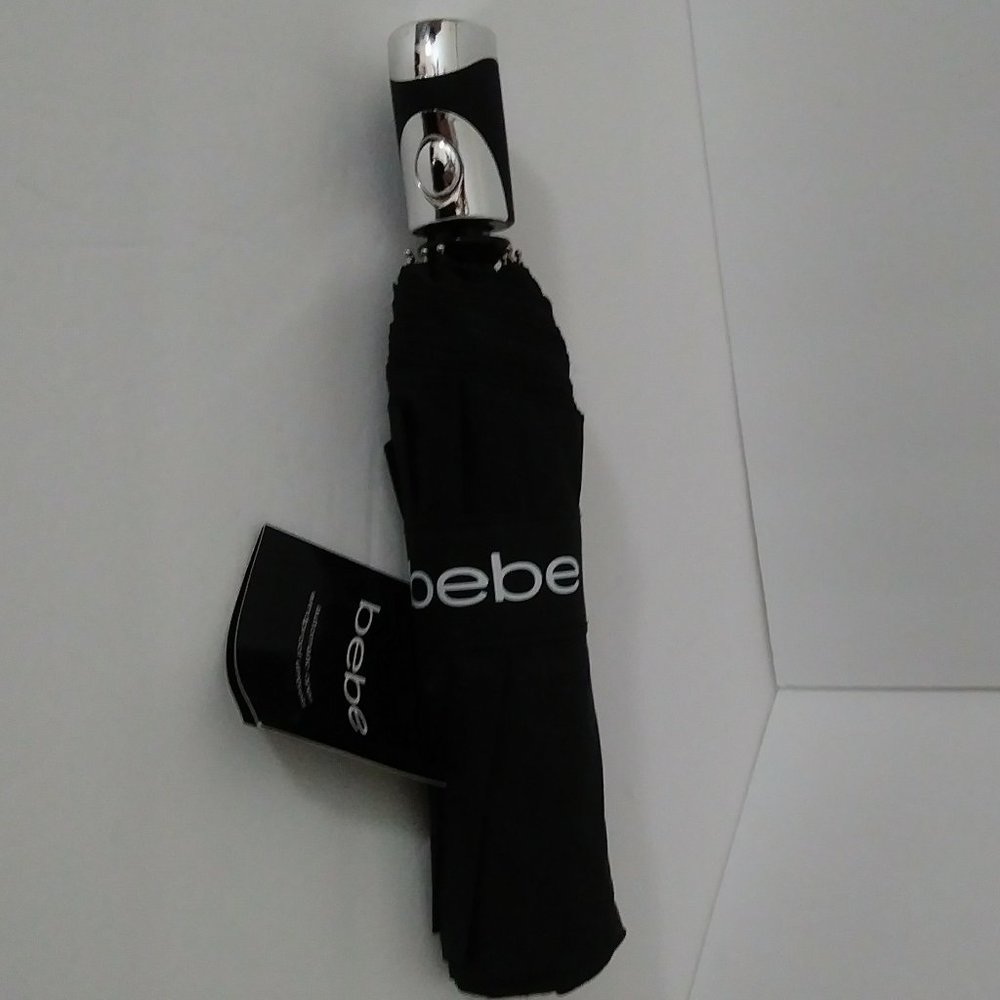 Bebe Black Silver Umbrella Large Full Size